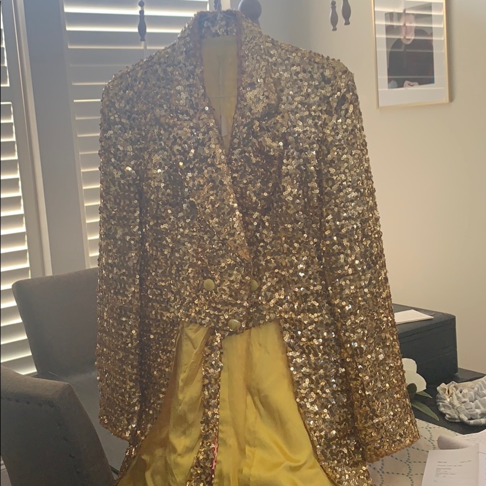 men’s gold sequined tuxedo jacket